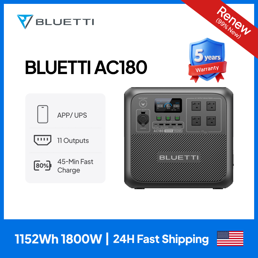 Outdoor Power Wash - 【RENEW】BLUETTI AC180 Solar Portable Power Station