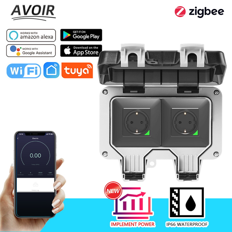 Outdoor Zigbee Power Plug - Avoir Tuya Zigbee Outdoor Waterproof Socket