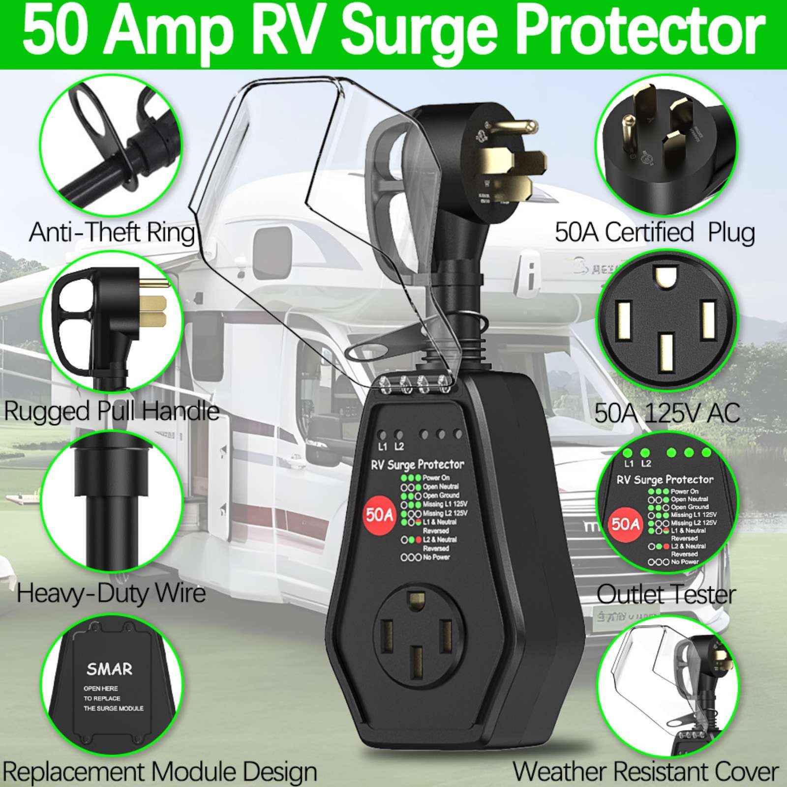 RV Surge Protector 50 Amp Powe - Outdoor Power Plug review and price