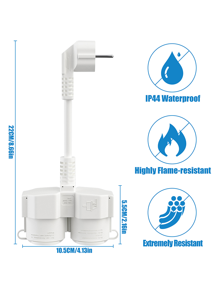 EU Extension Cable with 2 Schu - Outdoor Power Socket Cover review and price
